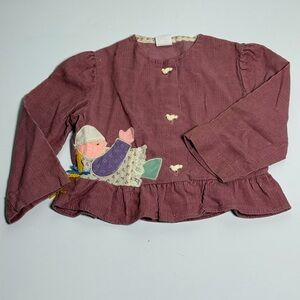 Vintage Ruth Scharf Kids Girls Pink Corduroy Cardigan Size 24 Months